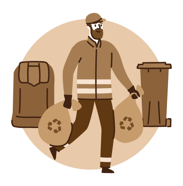 imagen de trabajador con residuos marron